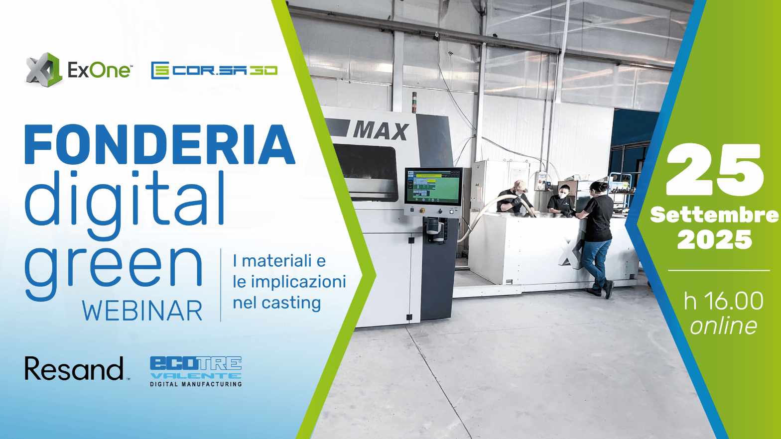 Webinar: Fonderia Digital Green - Materials and Their Impact on the Casting Process, 25 September 2025, binder jetting and digital foundry processes.